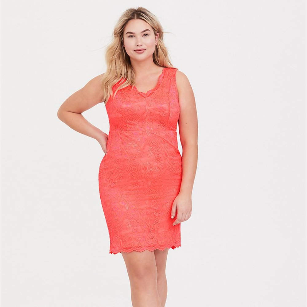 NwT Torrid Neon Pink Lace Dress, 4